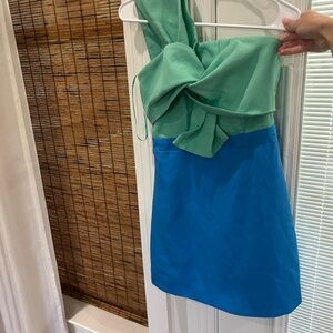PANT’S STORE Green and Blue One Shoulder Dress